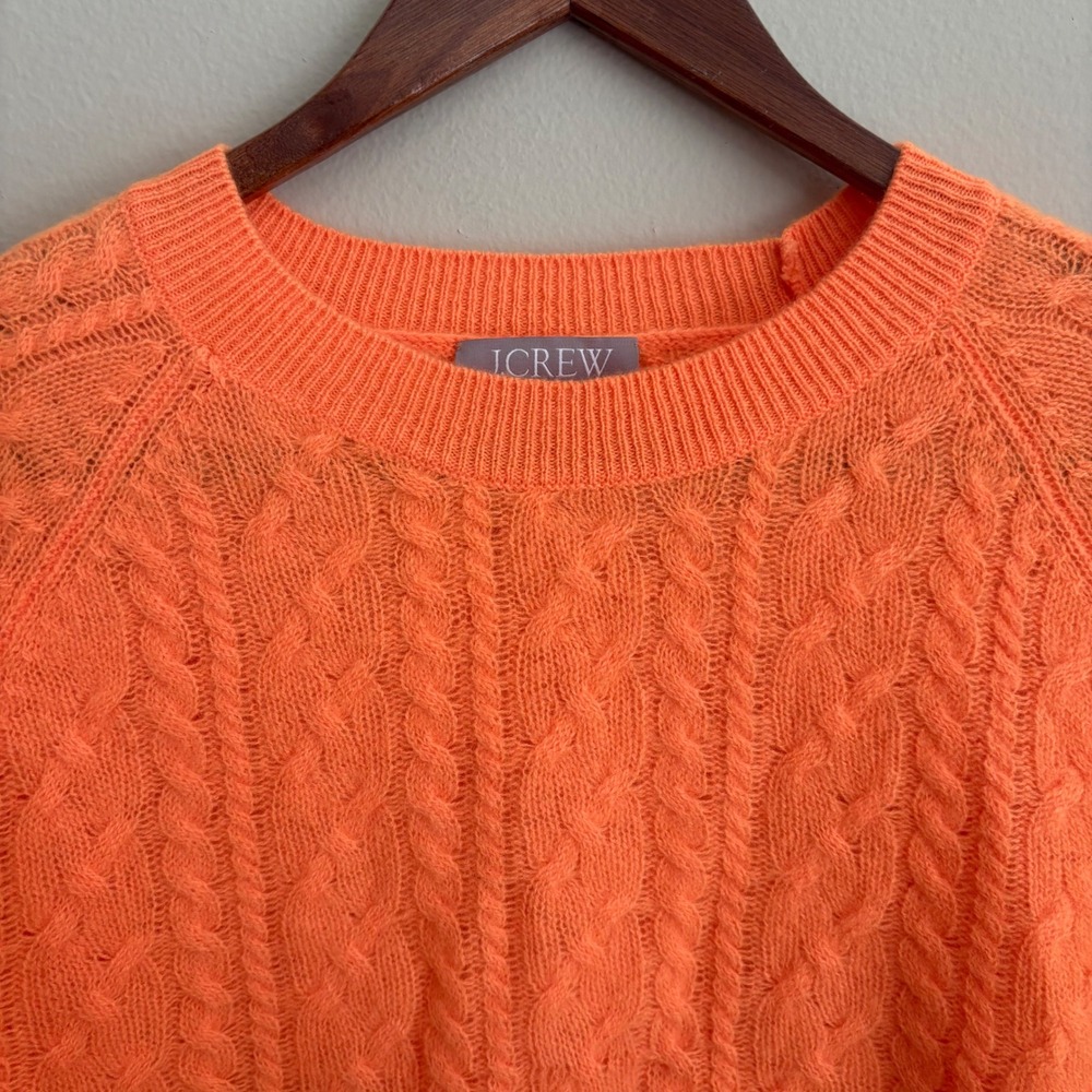 Modern Authentic Womens J. Crew Cashmere Orange Lightweight Cableknit Sweater - Picture 2 of 8